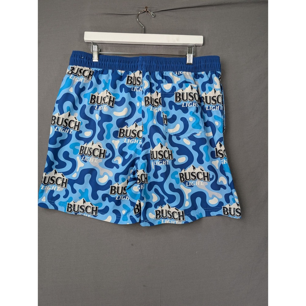 Busch Light Mens Blue Camo Beer Logo Swim Trunks Board Shorts Large